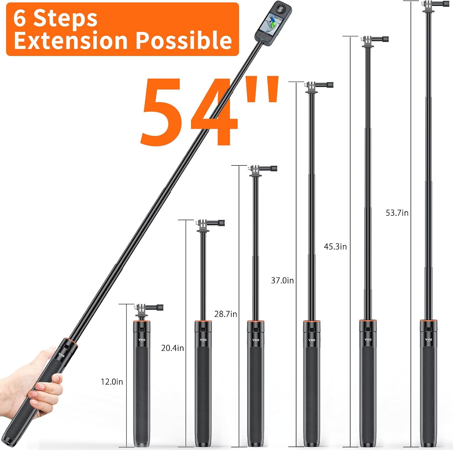 Camera Tripod Carbon - Trépied extensible Vrig 140 cm, bâton