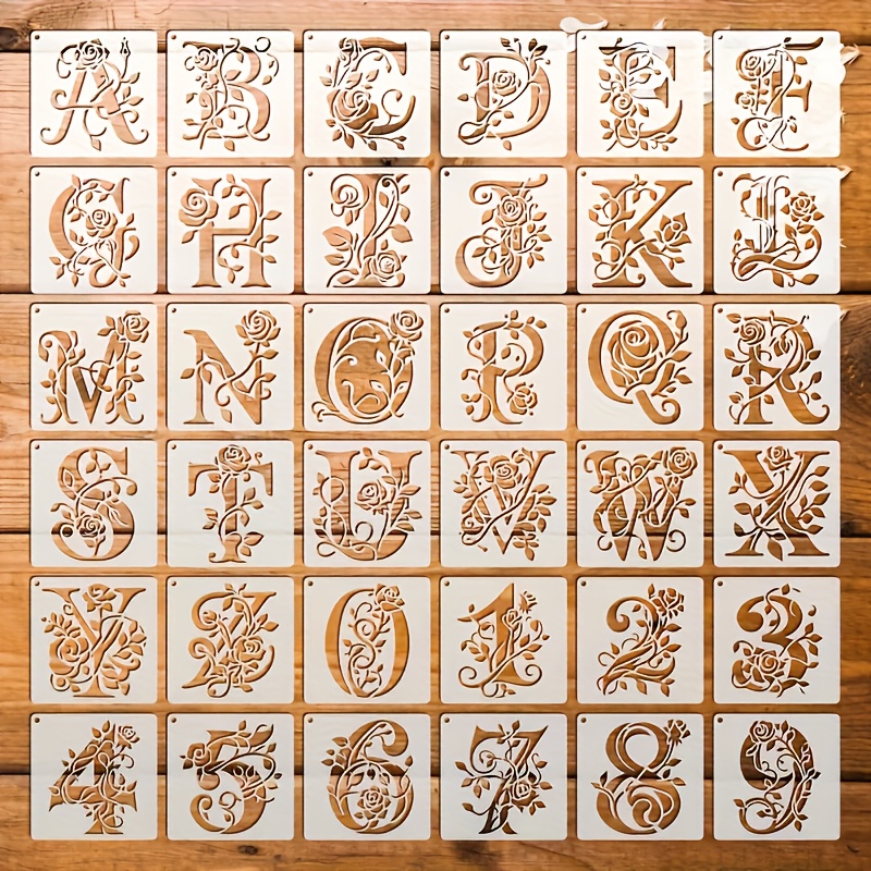 Photography Font - 36 pochoirs floraux réutilisables de 3,9