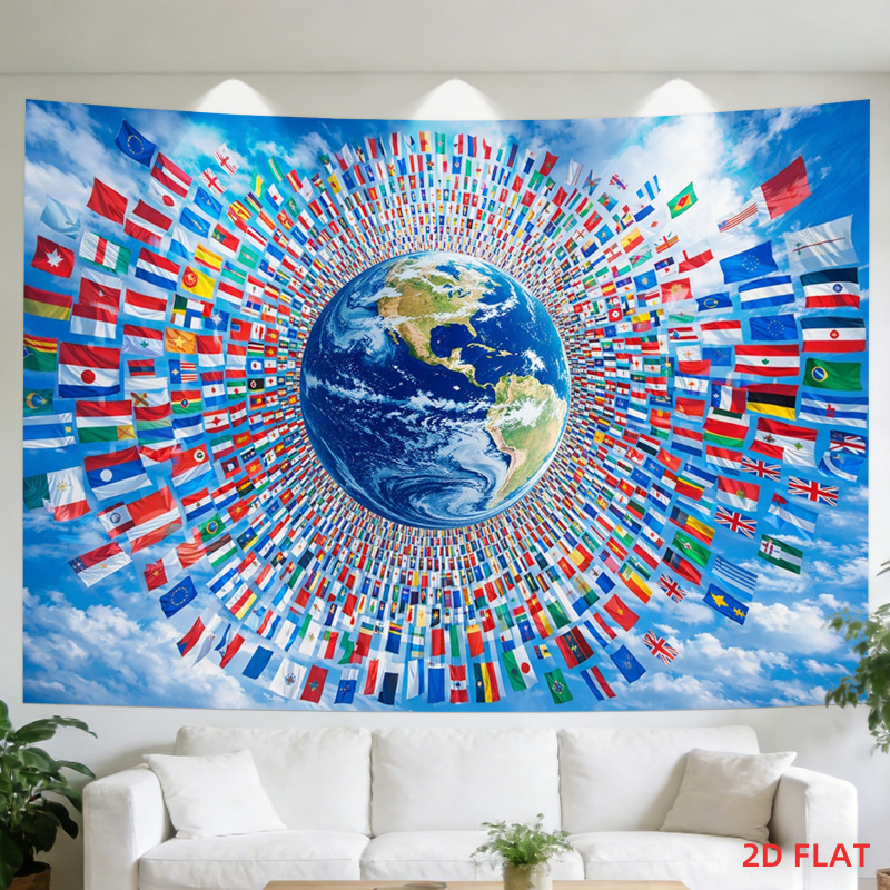 Photography Mapped - VIKAMA Tapisserie murale avec drapeaux, grande