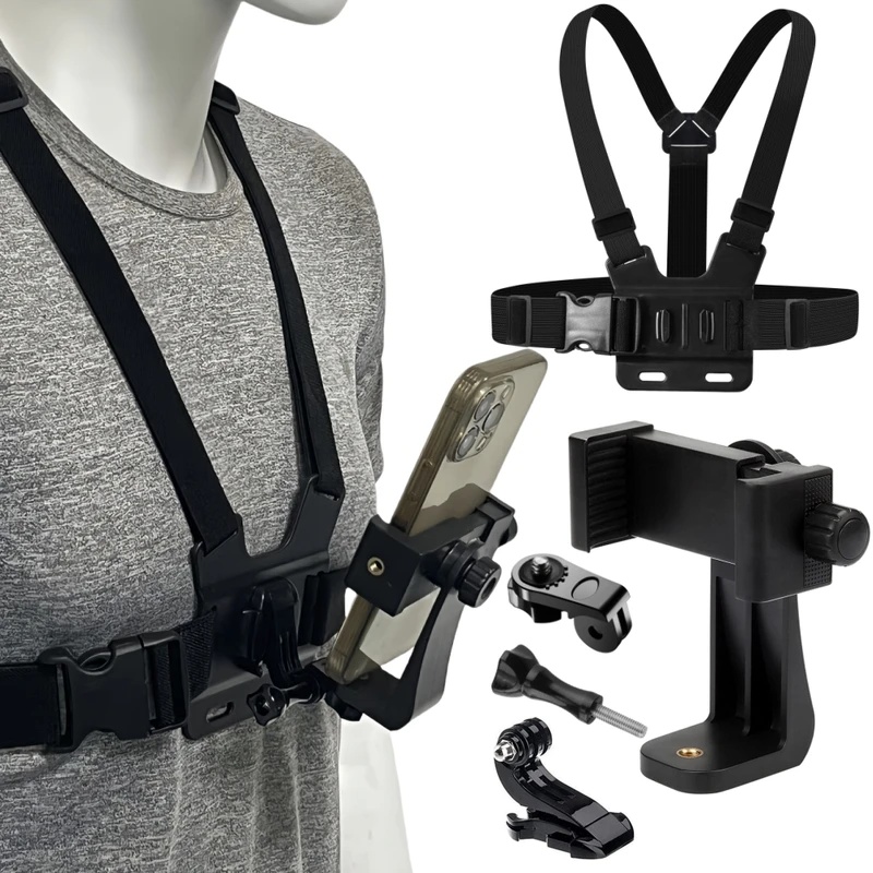 Gopro Action Camera Hero 12 Black - Sangle de poitrine pour téléphone, support