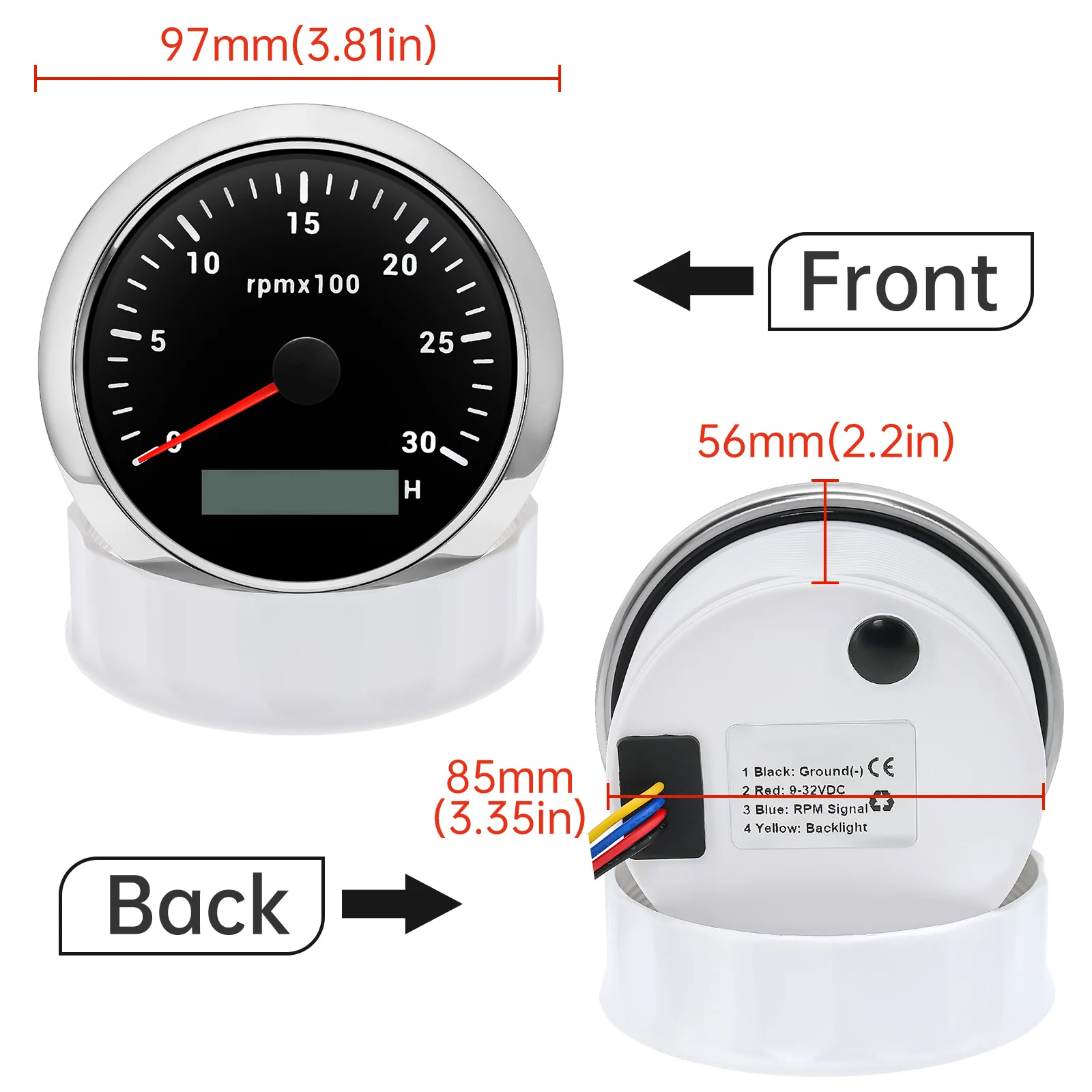 Tachymètre 85 mm avec compteur - Light Meter Incident avis et prix